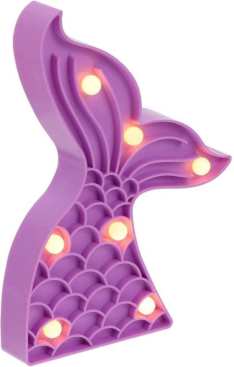 Luminous Luxury Nachtlamp Zeemeermin Staart - Paars - 22*17cm - Kinderkamer Babykamer - Kerstcadeau