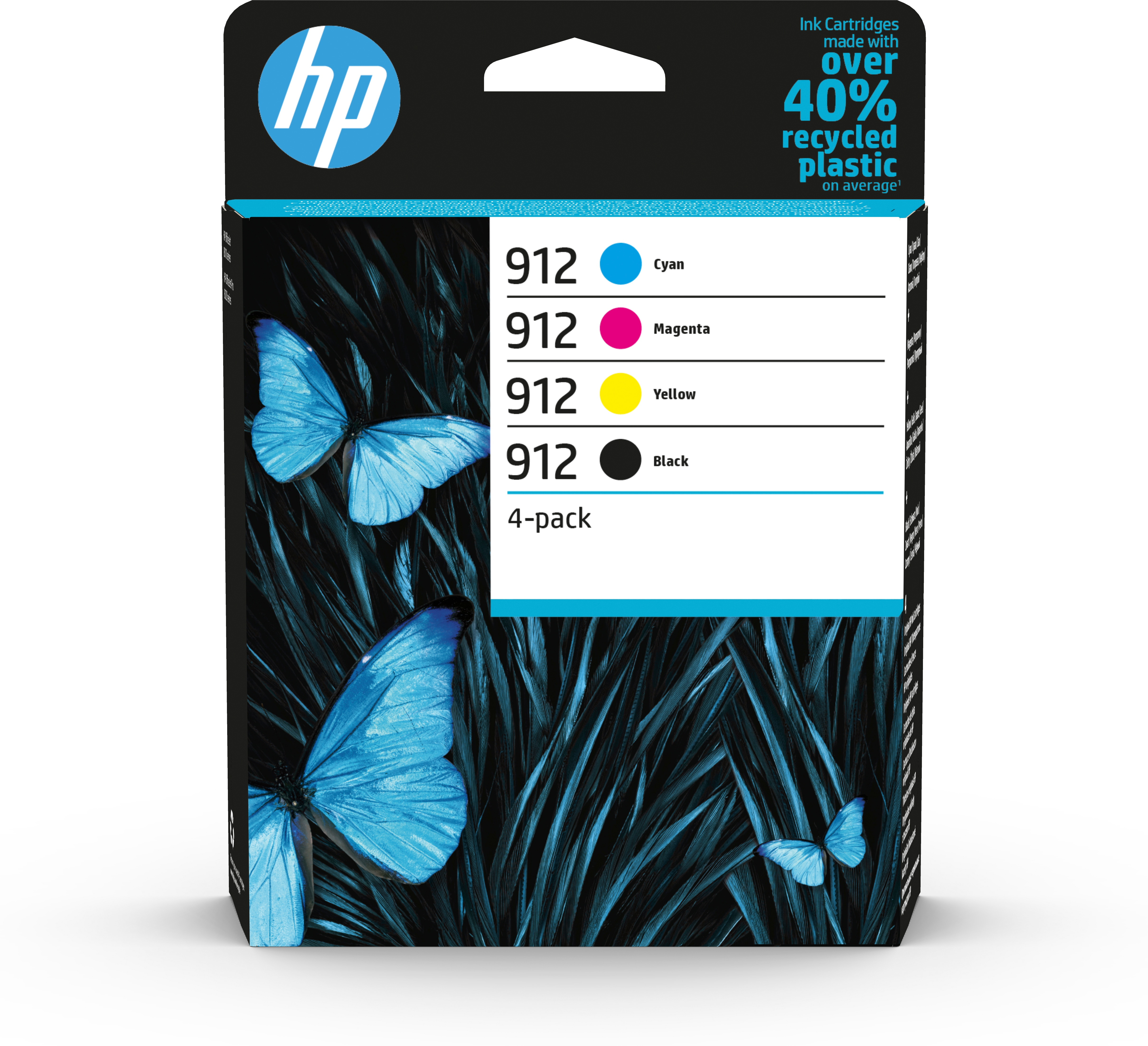 HP 912 4-pack originele inktcartridges, cyaan/magenta/geel