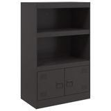 vidaXL Dressoir - 67x39x107 cm - Staal - Zwart