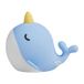 Veilleuse en silicone Narwhal - Contrôle par tapotement, USB-C - Bleu