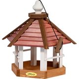 dobar® Green Label Groot vogelhuisje, herfstvruchten, om op te hangen, voederstation voor wilde vogels, voederplaats voor wilde vogels, 33,5 x 29 x 34 cm, bruin/rood/wit