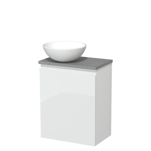 Maxaro Modulo Toiletmeubel 41 cm - Hoogglans Wit - Lichtgrijs Beton Blad