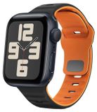 Wigento Apple Watch SE 2023 40mm Polisband van siliconen met golvende textuur, zwart/oranje