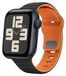 Wigento Apple Watch SE 2023 40mm Polisband van siliconen met golvende textuur, zwart/oranje