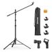 NEEWER Microfoonstandaard vloer, microfoonstatief met giekarm, zware verstelbare standaard en arm met 2 microfoonhouderklemmen, 3 kabelclips, tas, 3/8" tot 5/8" adapter voor zingen podcast-opname