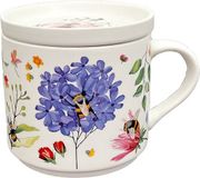 Puckator Beker/Mok & Onderzetter Deksel Set - Nectar Meadows - Veldbloemen & Bijen - Porselein - 300ml