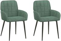 vidaXL Eetstoelen - 2 stuks - Fluweel - Zeegroen - 56.5 x 50 x 85 cm