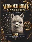 Monochrome Mysteries: 100 Cute Animal Mystery Mosaic Puzzles by Number for Adults