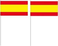 Merkloos / Sans marque Zwaaivlaggetje vlag Spanje - 50x - 12 x 24 cm - handvlaggetje - landenvlag - Spaanse versiering