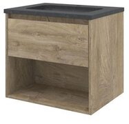 Proline Hardsteen Elegant badmeubelset 60x46x54.5cm met 1 kraangat en onderkast schap Raw oak/Blue stone 1815611