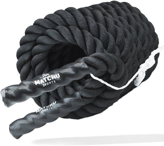 Matchu Sports Battle Rope - 38mm x 9m - 8KG - Fitness Touw - Zwart