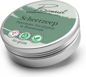 Biowust Scheerzeep Pepermunt, Eucalyptus & Rozemarijn – voor Mannen & Vrouwen - Handgemaakt in Nederland – 100% Vegan – Palmolievrij – Plasticvrij – 60g