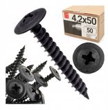 Merkloos / Sans marque Lun Fix Zwarte metaalschroeven met platte kop 4,2x50mm - 50 stuks