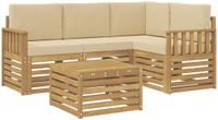 vidaXL Hoek loungeset Wit en Beige Polyester