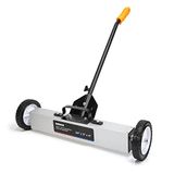 NEIKO 53416A 24" Rolling Magnetic Sweeper with Wheels, 50LB Capacity, Adjustable Handle & Floor Magnet Clearance Height, Metal Pick-up and Nail Magnet, Floor Sweeper for Construction