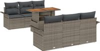 vidaXL Tuinbank - Set - 7-delig - Grijs - Polyrattan