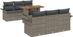 vidaXL Banc de jardin - Set - 7 pièces - Gris - Polyrattan