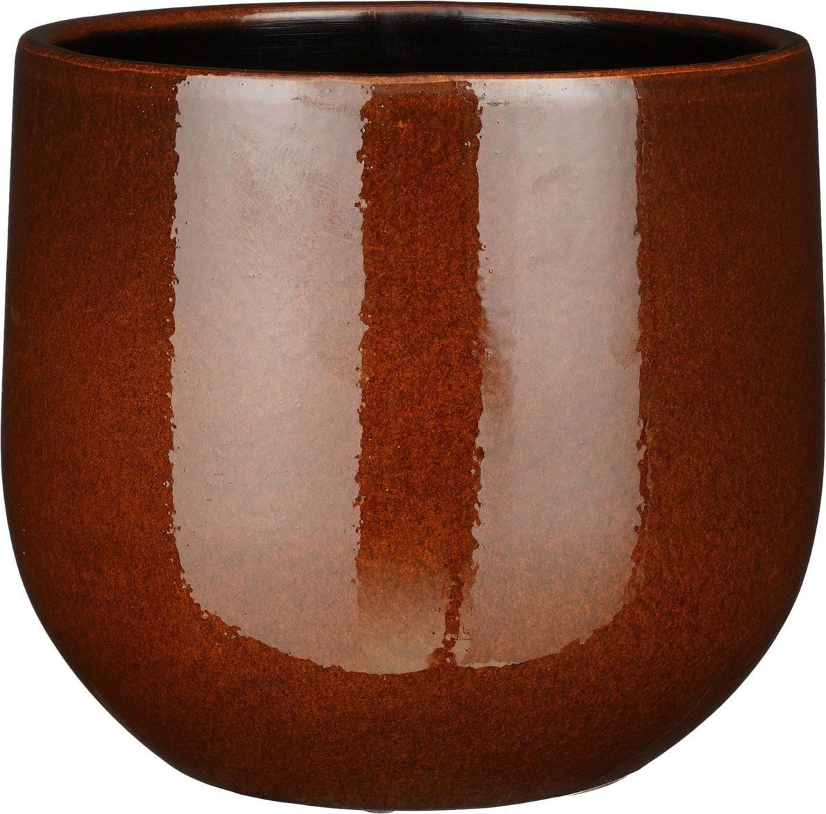Mica Decorations - Plantenpot/bloempot - keramiek - terra bruin glans/spotted - D25/H20 cm