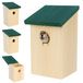 Relaxdays Nestkastjes, Set van 4, voor Mussenen Mezen, 32 mm Invlieggat, Dakluik, Ophangbaar, Natuur/Groen, 22x12x14 cm