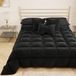PETTI Artigiani Italiani Winterdekbed voor 1-persoons (90 cm) - 160 x 260 cm van Fluweel, Dubbelzijdige Hypoallergene Bedsprei 350 g/m², Warm Dekbed, Zwart, Made in Italy