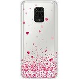 Xiaomi Redmi Note 9S Confettis de coeurs rose bedrukt siliconen hoesje