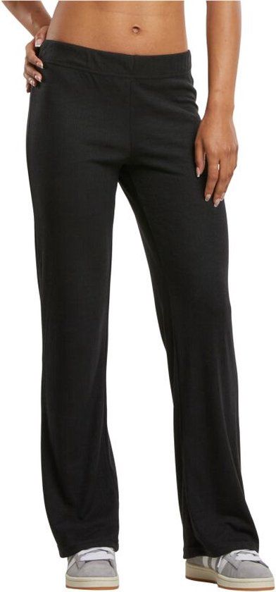 Urban Classics Dames Rib Broek - Zwart - Maat M