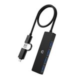4-poorts USB-hub, USB 3.0 hub voor MacBook Pro/Air, USB A naar C Hub, Ultra-Slim USB-splitter Multiport Adapter 5 Gbps Data Hub voor iMac Pro, Xbox, PS4, Dell, HP, Surface, Notebook PC, Tesla-model 3