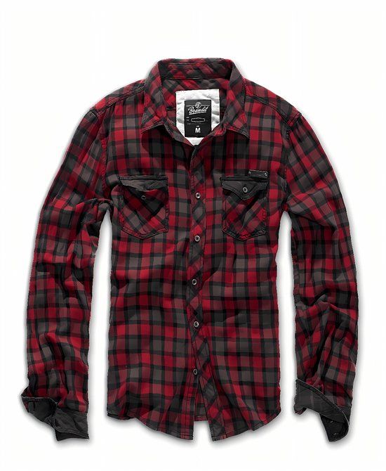 Brandit Duncan Heren Longsleeve - rood/grijs - M