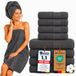 Komfortec Set van 8 – 4x Handdoek 50x100 cm en 4x Badhanddoek 70x140 cm - 100% Coton - Gris anthracite