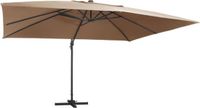 vidaXL Zweefparasol met LED en aluminium paal 400x300 cm taupe
