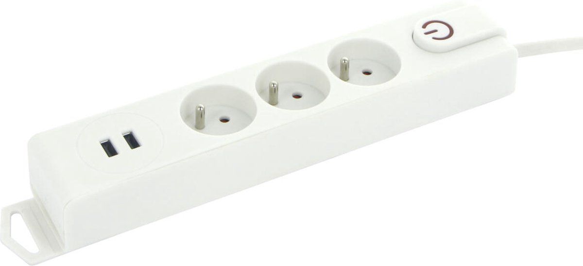 Profile Stekkerdoos Wit + 2 X Usb + 1.5M - Wit