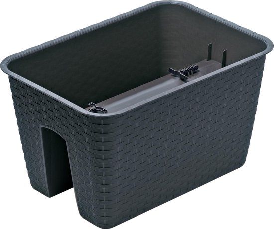 Prosperplast Ratolla Railing Square Balcony Planter - 27x40x22cm - Anthracite