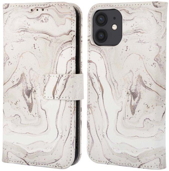 imoshion Hoesje - Geschikt voor Apple iPhone 12 Pro / 12 - Design Bookcase smartphone - Sandy Marble