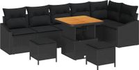 vidaXL Tuinbank - Set - 9 - st - Zwart - poly - rattan