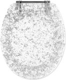 Merkloos / Sans marque Famanu Toiletbril - Transparant met glitter, 41,9 x 35,6 cm
