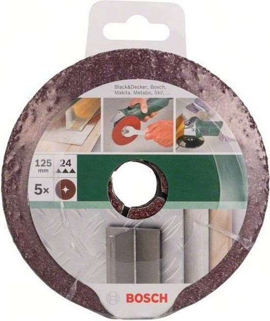 Bosch - 5-delige fiberschuurschijvenset voor haakse slijpmachines, korund