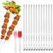 Unyqoos® Set de 20 brochettes réutilisables en acier inoxydable avec brosses pour grillades et barbecue