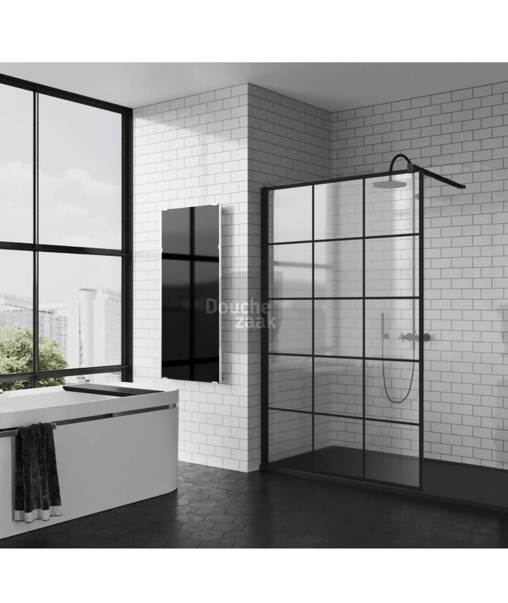 Novellini Kuadra Douchecabine - Zwart - 160x160x200cm - Glas