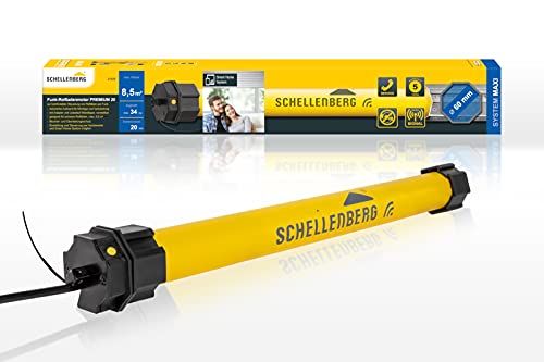 Schellenberg 21220 rolluikmotor met draadloze nieuwe generatie, 20 Nm, tot 8,5 m² oppervlak, voor 60 mm rolluikas 868,4 MHz radiofrequentie, Smart controleerbaar, o.a. met Alexa en Google Home, geel