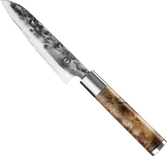 Forged VG10 Santokumes 14cm - Wortelhout - 5-lagen staal - Ergonomisch - Roestvrijstaal - 10 jaar garantie