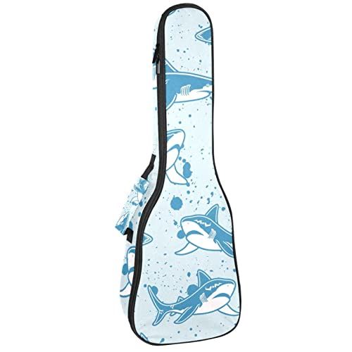Mersov Tenor Ukulele Gigbag Waterdichte Ukelele Case Gewatteerde Rugzak, Geweldig voor Sopraan Concert (21/23/24") Blauwe Haai