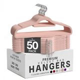 Utopia Home Fluwelen Kledinghangers (Pakket van 50) – Slipvaste Fluwelen Kledinghangers voor Intensief Gebruik met Bindstaaf - Sterk genoeg om Jassen & Hoodies vast te houden,ROZE