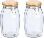 Zeller Weckpotten/inmaakpotten - 2x - 1.85L - glas - met beugelsluiting - D13 x H23 cm