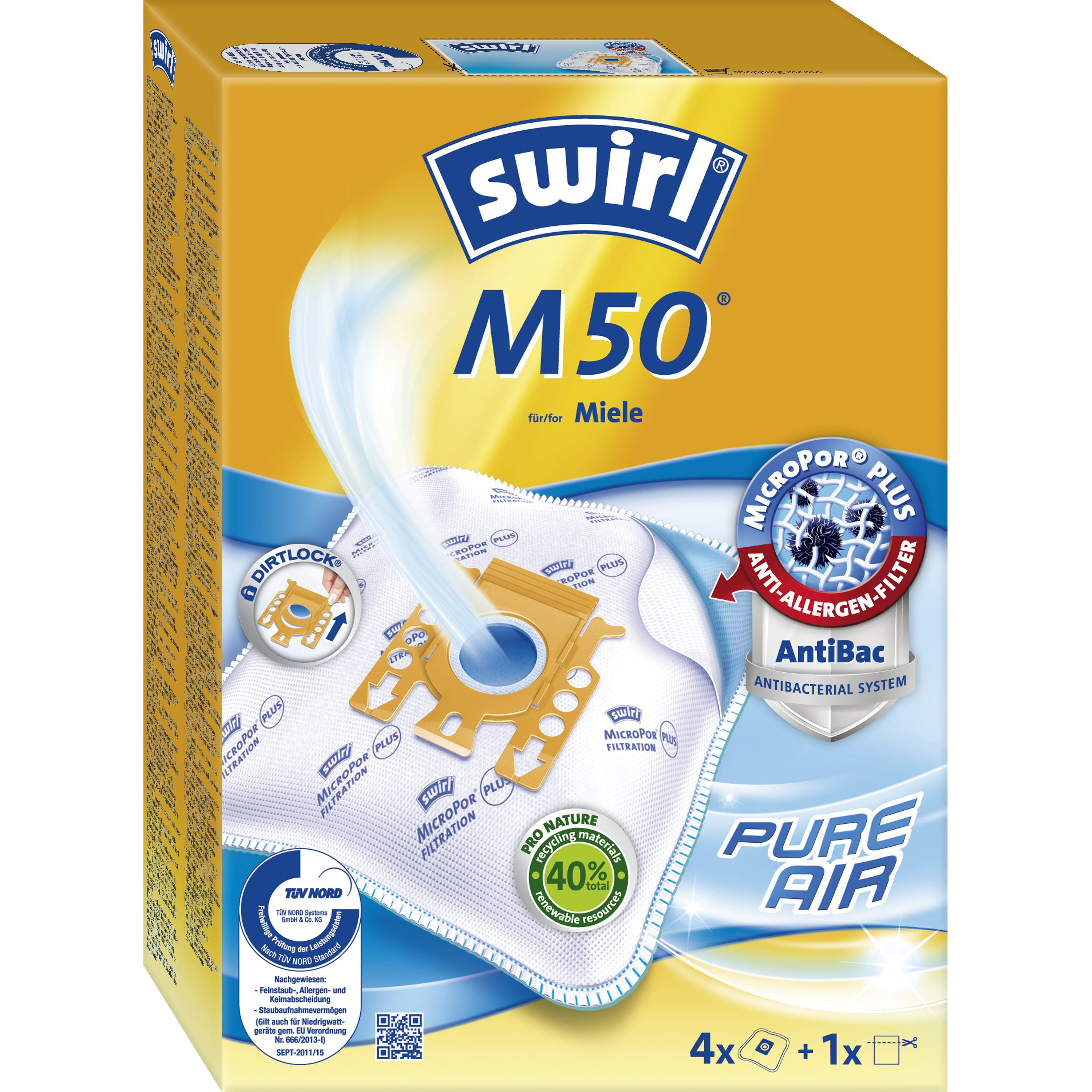 Swirl M 50 Stofzuigerzakken - Oranje/Wit - 4 stuks