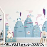 Ambiance Sticker Scandinavische bergstickers met prachtige heteluchtballonnen, 50 x 75 cm