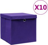 vidaXL Opbergboxen met deksel 10 stuks 28x28x28 cm paars