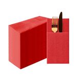 PAW Bestekservetten Stoffen 1/8-vouw, 50 stuks - Rood