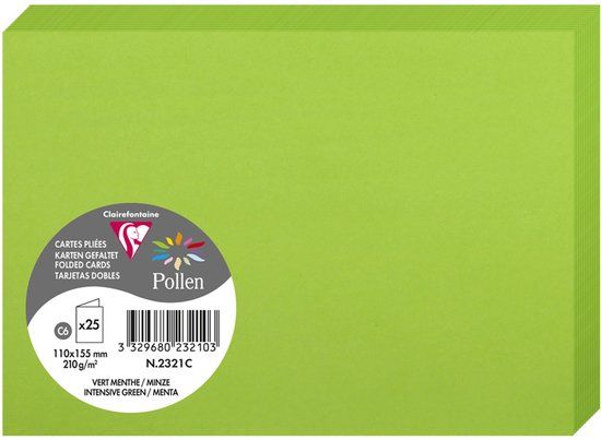 Clairefontaine Pollen Dubbele Kaart 110x155mm C6 Munt Intensief Groen