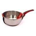 Inde Steelpan met rode handgreep, 16 cm, roestvrij staal