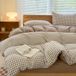 NSNLGSGC Twin Grid Gingham Dekbedovertrek Set Tan - Gewassen Zachte Dekbedovertrek Set Bruin Lichtgewicht Beddengoed Set (2 stuks, Twin)